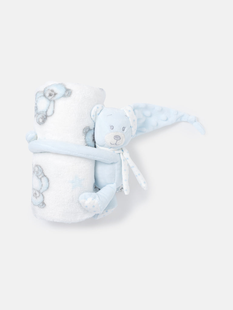 Baby Fleece Blanket with Hugging Teddy Comforter Set - Mixed Colors