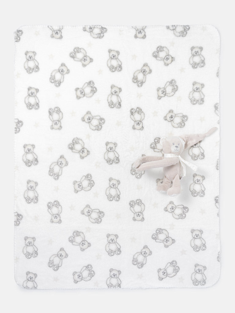 Baby Fleece Blanket with Hugging Teddy Comforter Set - Mixed Colors