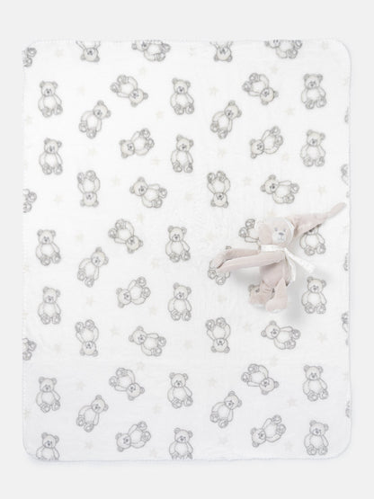 Baby Fleece Blanket with Hugging Teddy Comforter Set - Mixed Colors