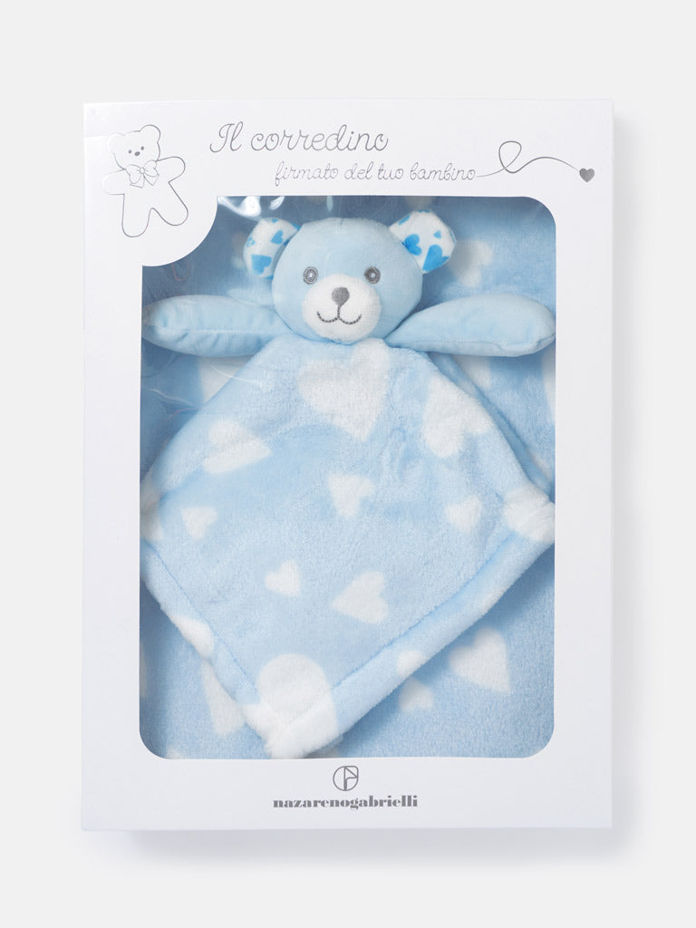 Baby Heart Fleece Blanket & Teddy Comforter Gift Set - Baby Blue