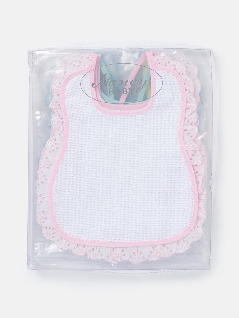 Baby Eyelet Lace Trim Cotton Double Bibs 6-Pack Set - Mixed Colors