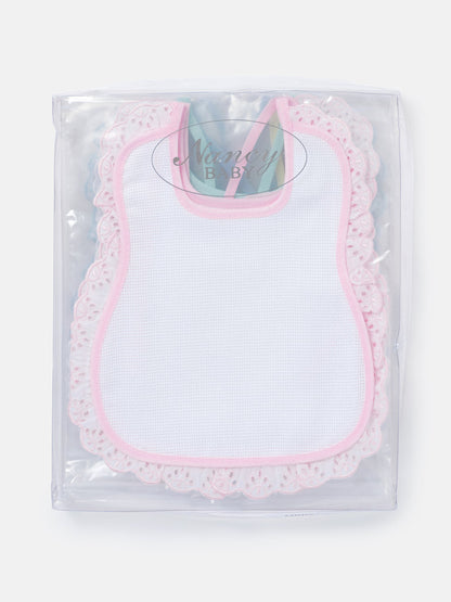 Baby Eyelet Lace Trim Cotton Double Bibs 6-Pack Set - Mixed Colors
