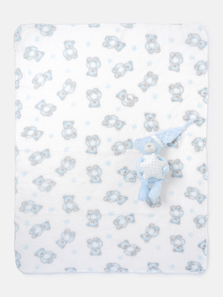 Baby Fleece Blanket & Star Teddy Plush Gift Set - Baby Blue