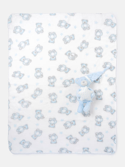 Baby Fleece Blanket & Star Teddy Plush Gift Set - Baby Blue