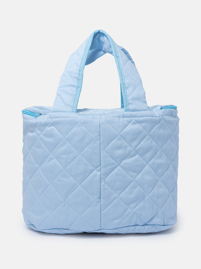 Baby Quilted Teddy Bear Wash Bag with Handles - Baby Blue