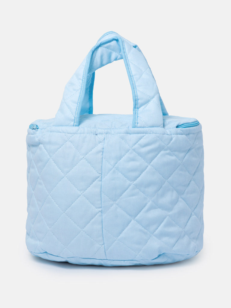 Baby Quilted Bow Detail Wash Bag with Handles - Baby Blue