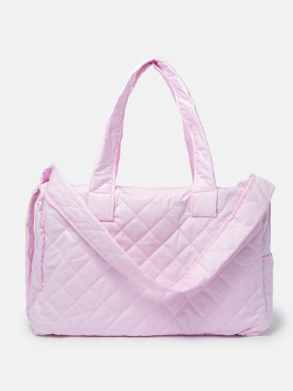 Baby Quilted Teddy Bear Changing Bag - Baby Pink