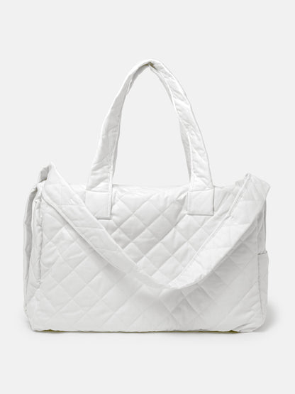 Baby Quilted Teddy Bear Changing Bag - White