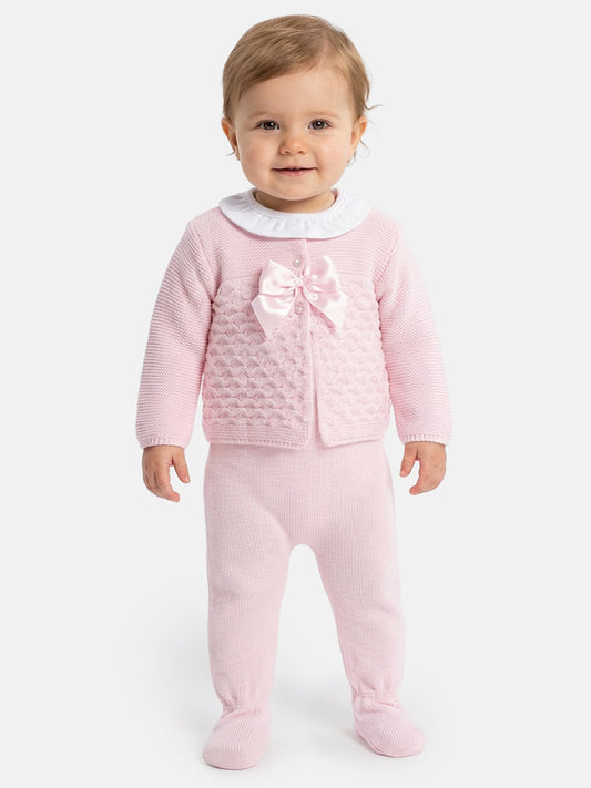 Zaira Collection 3-Piece Knitted Set Baby & Toddler – Baby Pink