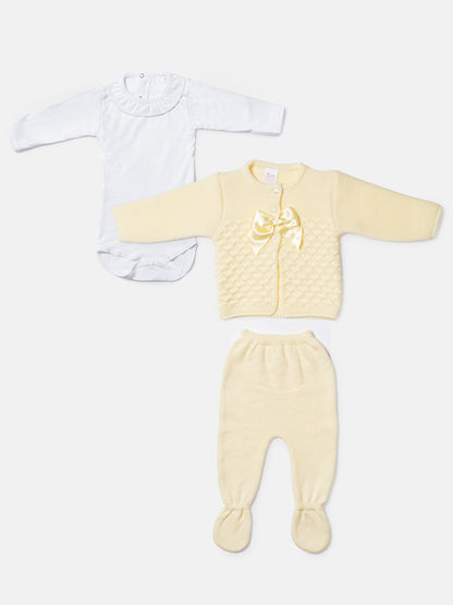 Zaira Collection 3-Piece Knitted Set Baby & Toddler – Lemon Yellow