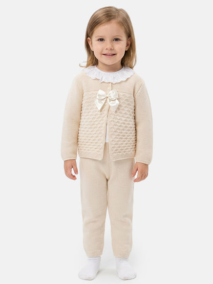 Zaira Collection 3-Piece Knitted Set Baby & Toddler – Beige