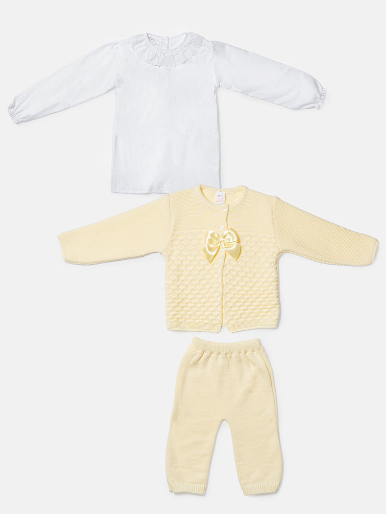 Zaira Collection 3-Piece Knitted Set Baby & Toddler – Lemon Yellow