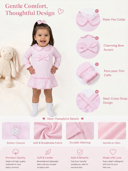 Baby Girl Eliana Collection Ruffle Trim Dress - Baby Pink