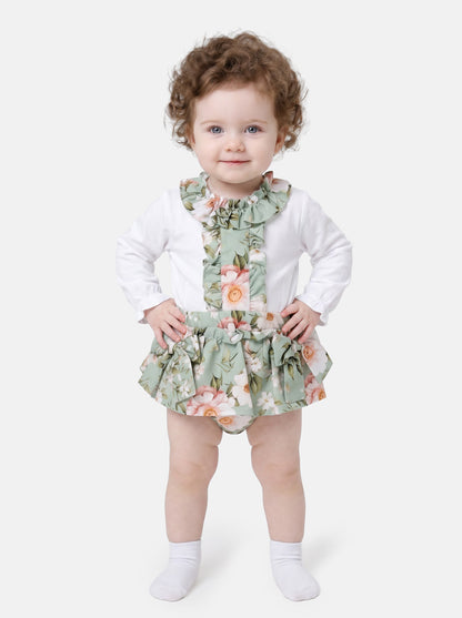 Baby Girl Camelia Collection 2-piece Top & Bloomers Set - Mint Green
