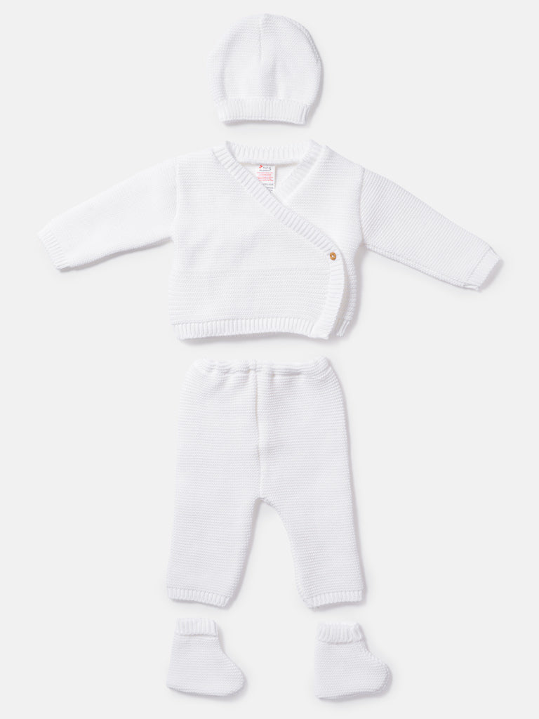 Baby 4-Piece Knitted Set for Embroidery - White