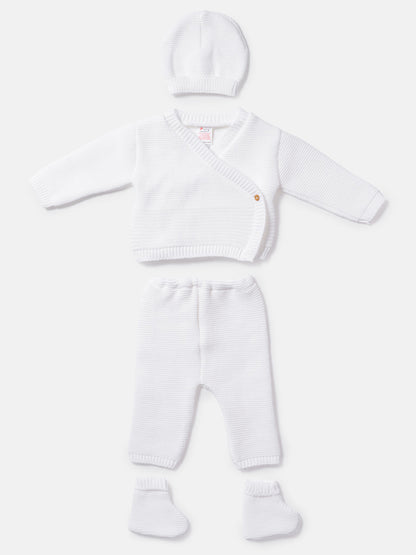 Baby 4-Piece Knitted Set for Embroidery - White