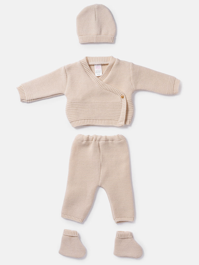 Baby 4-Piece Knitted Set for Embroidery - Beige