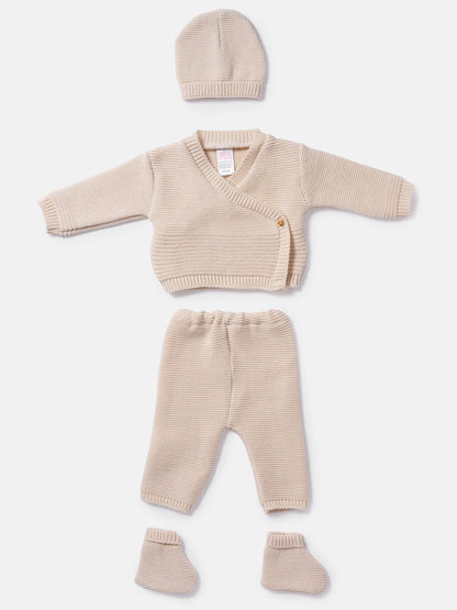 Baby 4-Piece Knitted Set for Embroidery - Beige