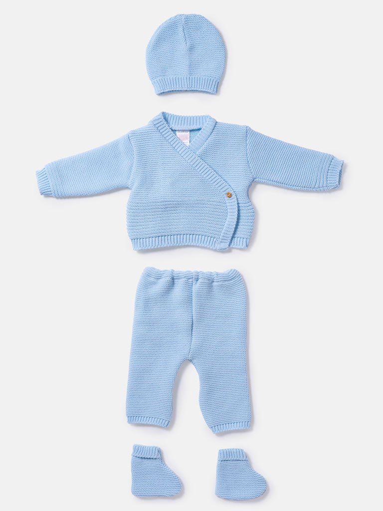 Baby 4-Piece Knitted Set for Embroidery - Baby Blue