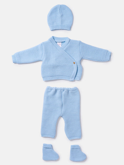 Baby 4-Piece Knitted Set for Embroidery - Baby Blue