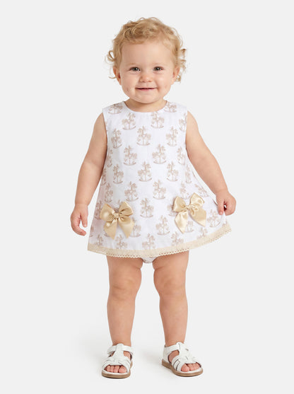 Baby Girl Top & Bloomers Set Rocking Horse Collection - Beige