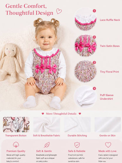 Baby Girl Maricruz Collection 2-piece Romper Set - Fuchsia