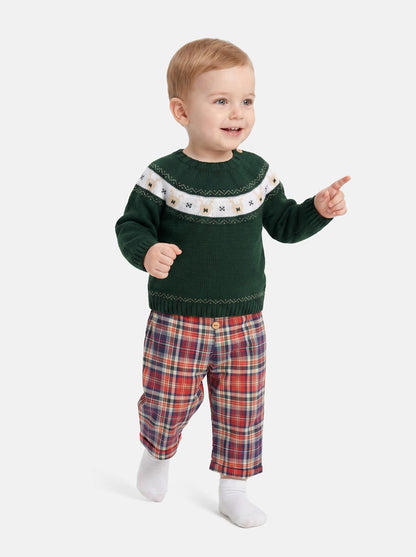 Baby Boy Rudolph Collection Knitted 2-piece Set - Green & Blue