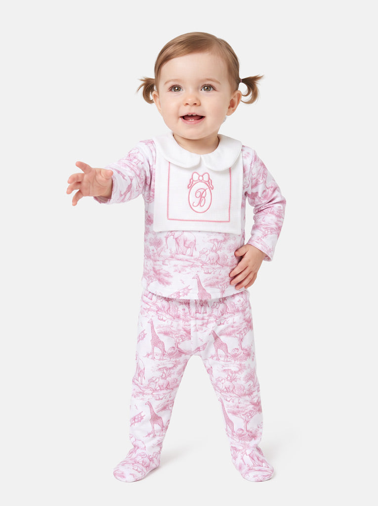 Baby Long-Sleeve 2-Piece Pyjama Set - Safari Collection - Baby Pink