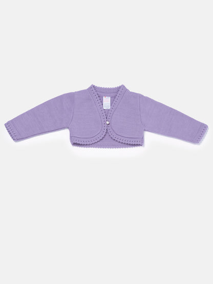 Luxury Baby Girl SHORT Bolero with Button - Purple