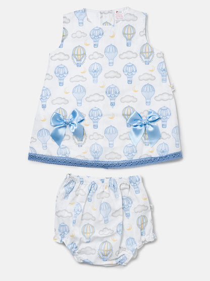 Baby Girl Top & Bloomers Set Hot Air Balloon Collection - Baby Blue