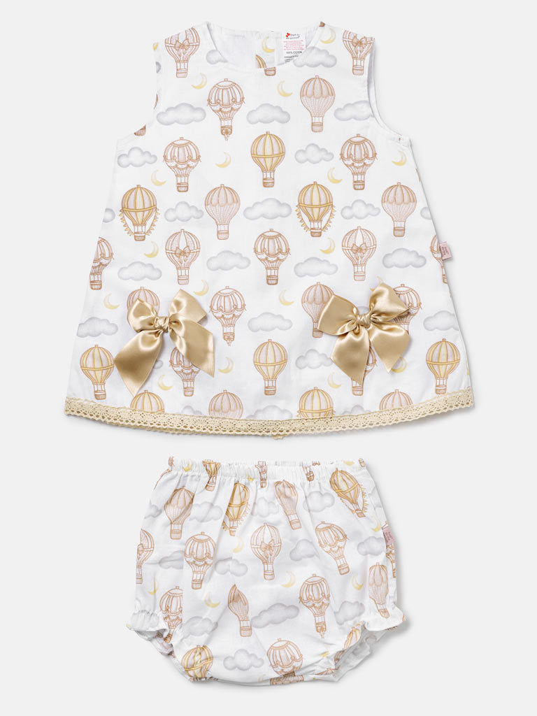 Baby Girl Top & Bloomers Set Hot Air Balloon Collection - Beige