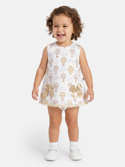 Baby Girl Top & Bloomers Set Hot Air Balloon Collection - Beige