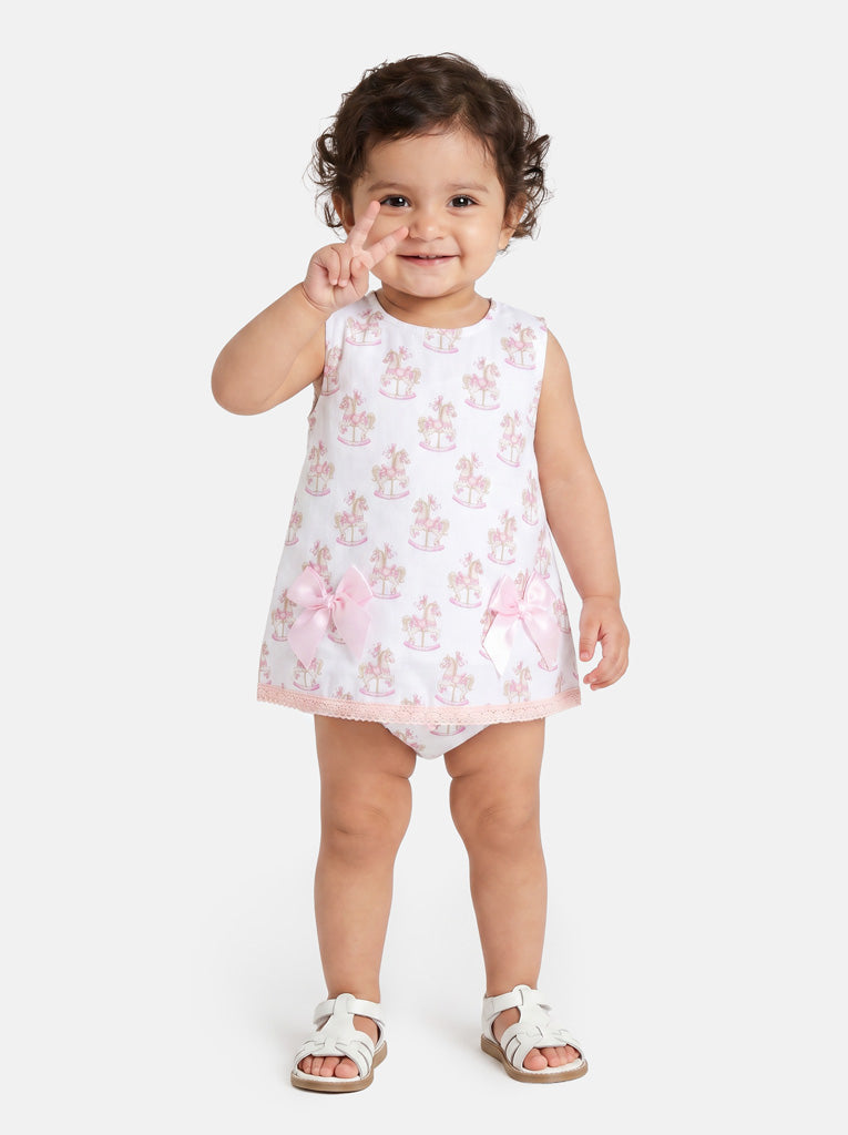 Baby Girl Top & Bloomers Set Rocking Horse Collection - Baby Pink