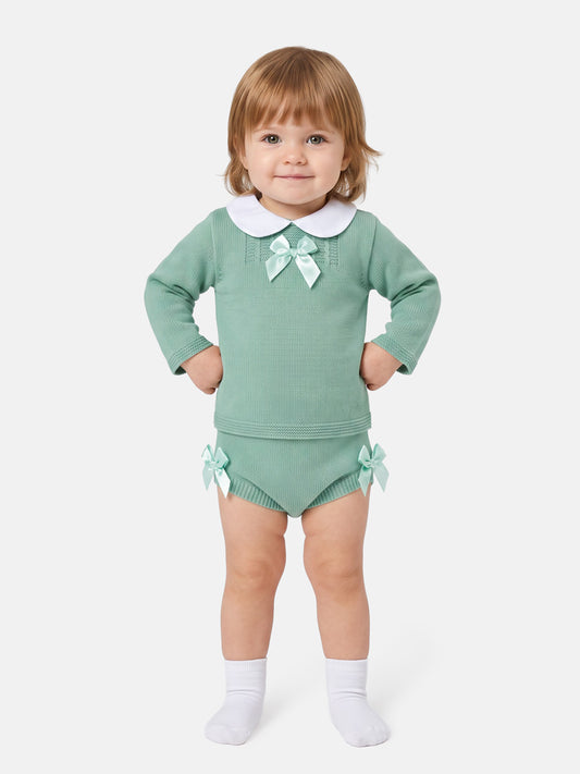 Baby Girl Manuela Collection 2-piece Knitted Set - Mint Green