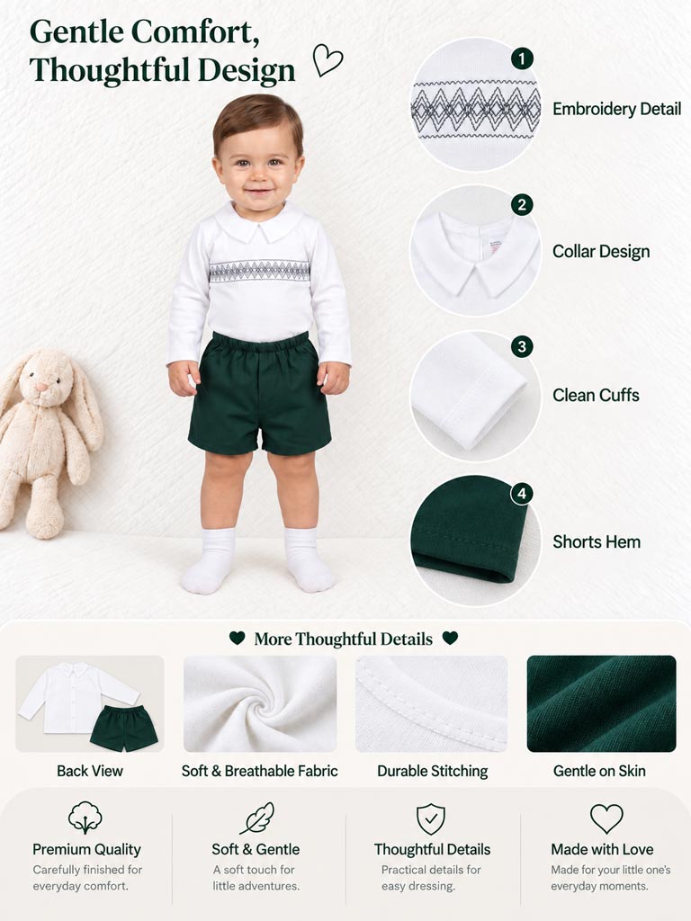Baby Boy Lucero Collection 2-Piece Smocked Top & Jam Pants Set - Emerald Green
