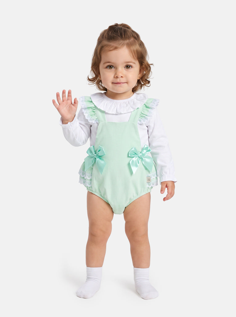 Baby Girl Mariola Collection 2-Piece Frilly Romper Set - Mint Green
