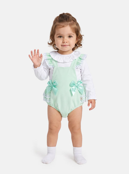 Baby Girl Mariola Collection 2-Piece Frilly Romper Set - Mint Green