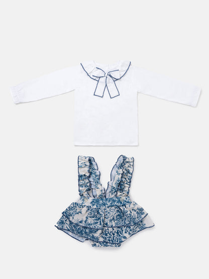 Baby Girl Isaura Collection 2-piece Romper Set - Dusty Blue