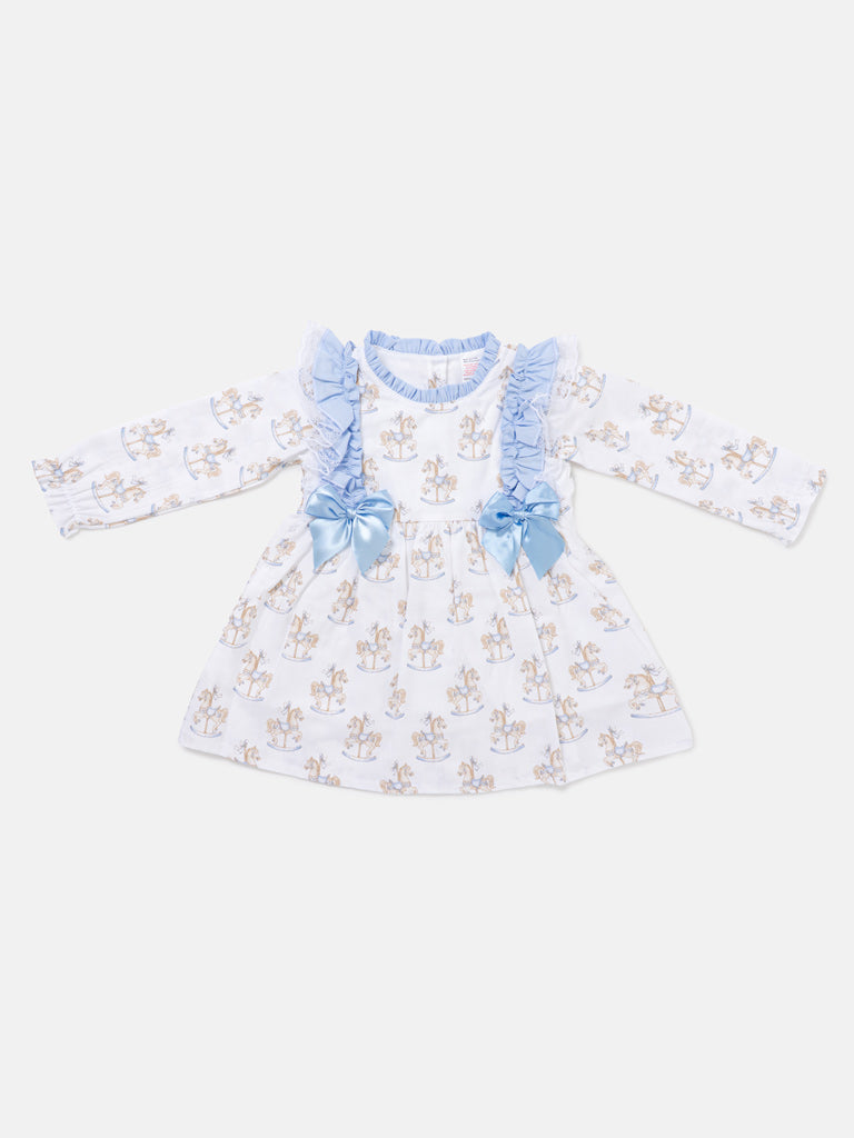 Baby Girl Long Sleeve Dress - Rocking Horse Collection - Baby Blue