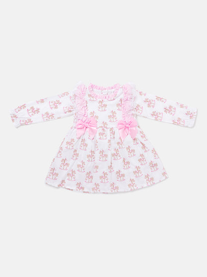 Baby Girl Long Sleeve Dress - Rocking Horse Collection - Baby Pink