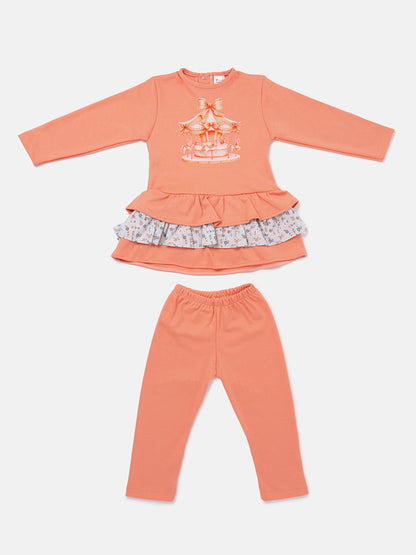 Baby Girl Leggings and Top Set - Carousel Collection - Orange