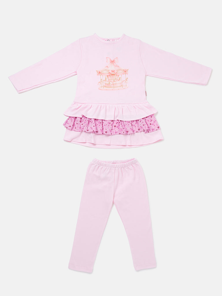 Baby Girl Leggings and Top Set - Carousel Collection - Pink