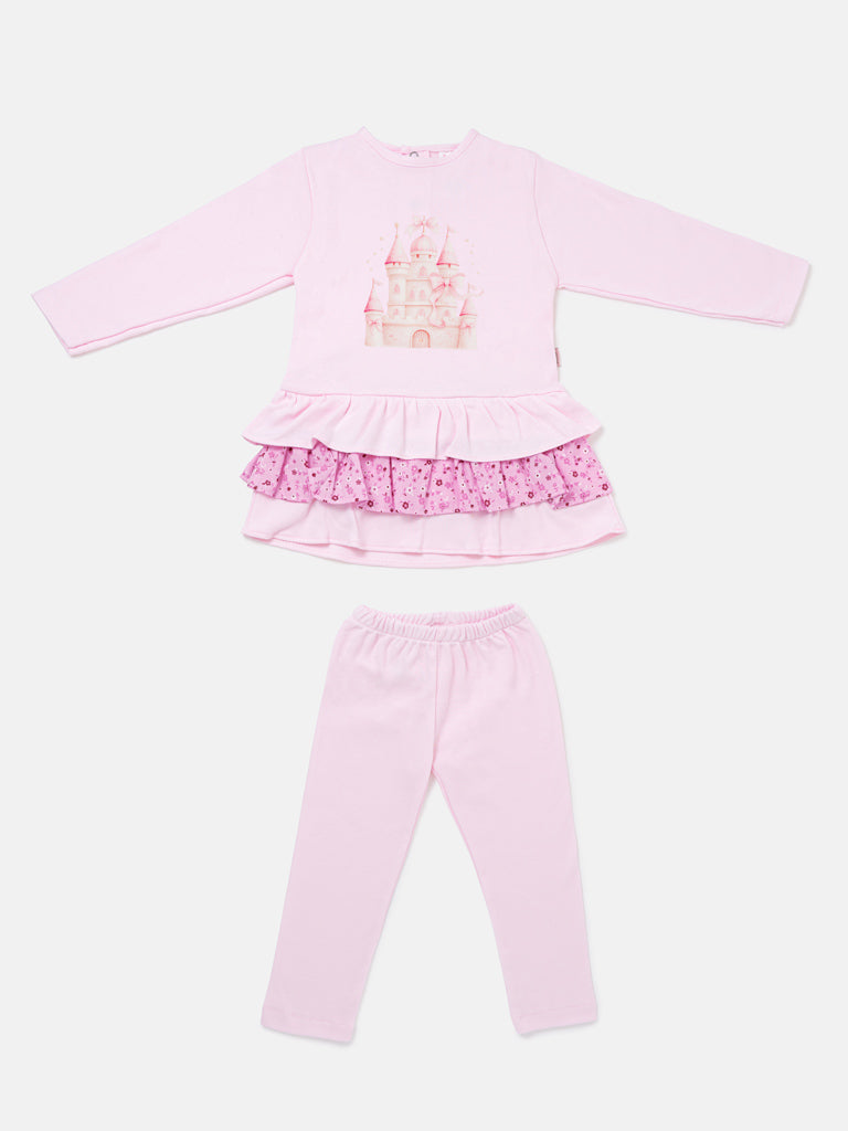 Baby Girl Leggings and Top Set - Castle Collection - Pink