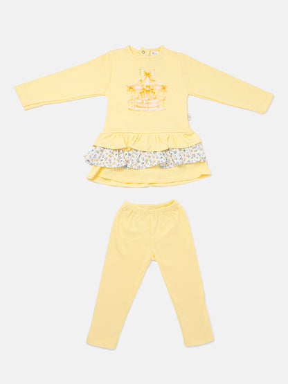 Baby Girl Leggings and Top Set - Carousel Collection - Lemon Yellow