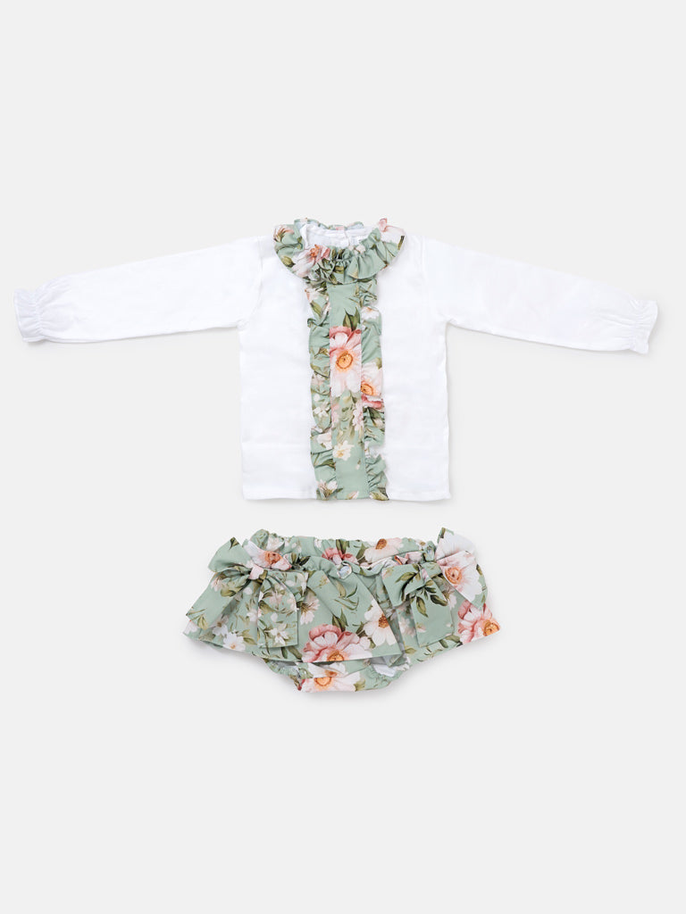 Baby Girl Camelia Collection 2-piece Top & Bloomers Set - Mint Green