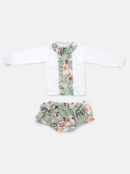 Baby Girl Camelia Collection 2-piece Top & Bloomers Set - Mint Green