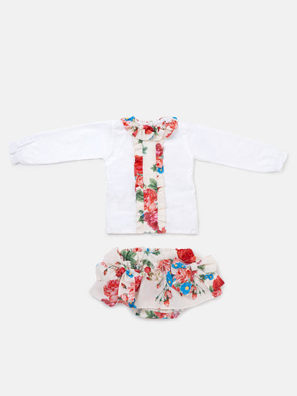Baby Girl Camelia Collection 2-piece Top & Bloomers Set - Cream