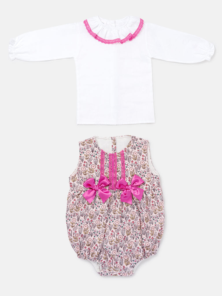Baby Girl Maricruz Collection 2-piece Romper Set - Fuchsia