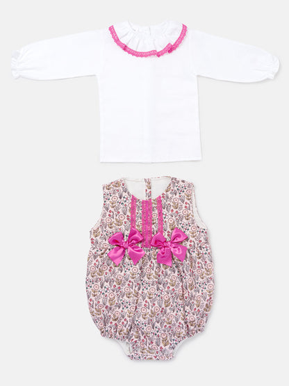 Baby Girl Maricruz Collection 2-piece Romper Set - Fuchsia
