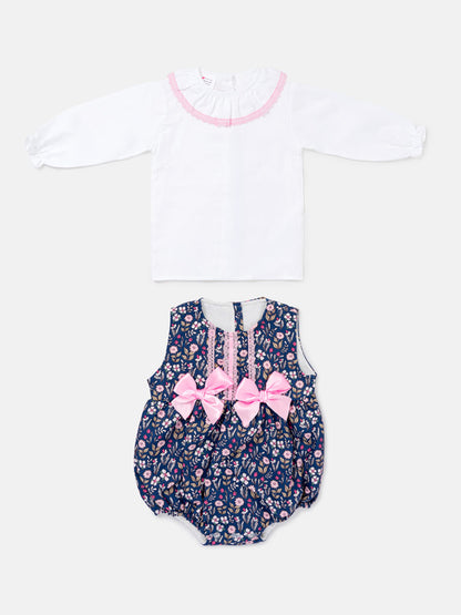Baby Girl Maricruz Collection 2-piece Romper Set - Navy Blue